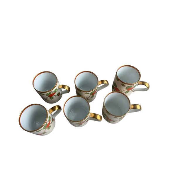 Fitz & Floyd Christmas Holly Mugs – Set of 6 (1982, Japan) new unused - Picture 4 of 6